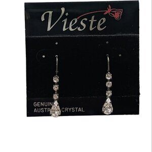 NWT Vieste Austrian Crystal Teardrop Statement Earrings‎ Evening Costume Jewelry